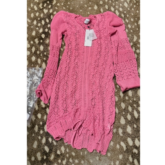 NWT Revolve SNDYS Fate Mini Cover Up Crochet Pink Medium - Picture 4 of 5